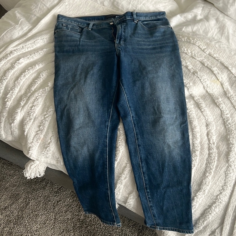Straight leg medium wash jeans